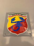 Emaille bolle Fiat Abarth reclamebordje ( 12 cm x 12 cm )., Comme neuf, Enlèvement ou Envoi