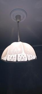Lampe suspendue aspect verre laiteux blanc avec motif fin, Enlèvement, Verre
