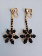 Oorbellen clips zwart strass goudkleurig nieuw, Handtassen en Accessoires, Oorbellen, Overige materialen, Hangers, Zwart, Nieuw