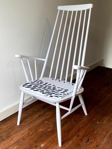 vintage spijlenstoel Tapiovaara stijl, design Pastou, Huis en Inrichting, Ophalen, Wit, Zo goed als nieuw, Eén