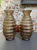 Paire de vases Doyen art deco smoked glass verre fumé, Ophalen