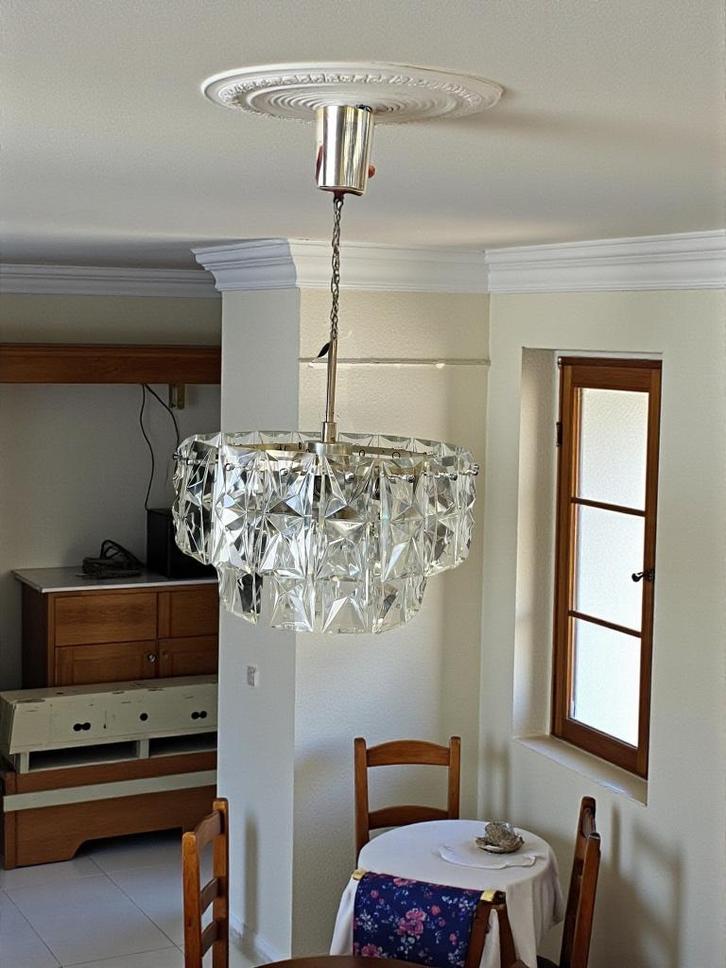 vintage glazen hanglamp / luster KINKELDEY, Huis en Inrichting, Lampen | Hanglampen, Gebruikt, Ophalen of Verzenden