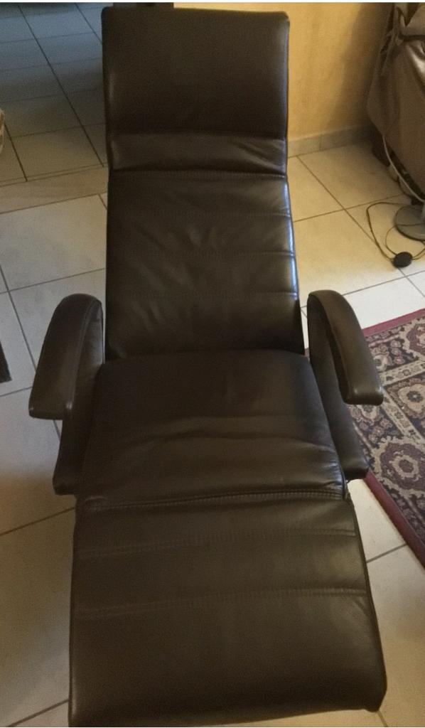 Fauteuil inclinable et fauteuil en cuir marron, Maison & Meubles, Fauteuils, Enlèvement