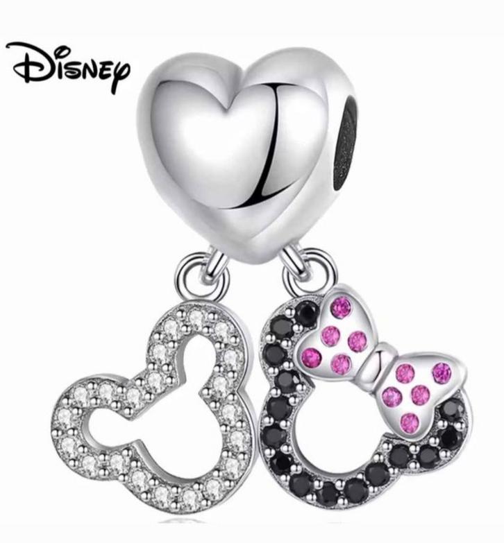 Ens de pendentifs Mickey & Minnie pr bracelet Pandora, Handtassen en Accessoires, Piercings, Zilver, Ophalen of Verzenden