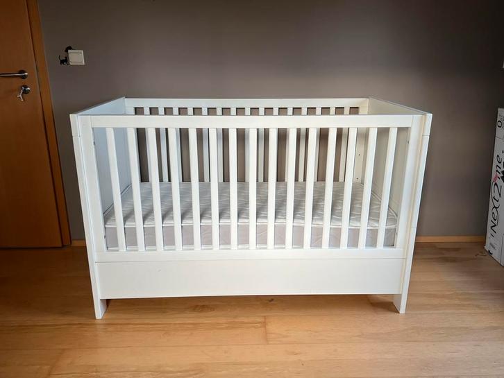 Meegroeibed ledikant hout wit 70x140 cm met matras zgan, Kinderen en Baby's, Kinderkamer | Bedden, Zo goed als nieuw, 140 tot 160 cm