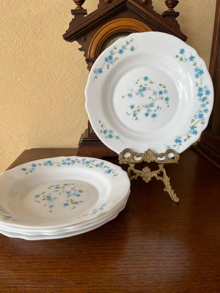 Set van 5 Arcopal myosotis-platen, Huis en Inrichting, Keuken | Servies, Gebruikt, Bord(en), Ophalen of Verzenden
