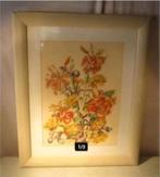 Œuvre magnifiquement peinte « Fleurs colorées », signée, Antiquités & Art, Enlèvement ou Envoi