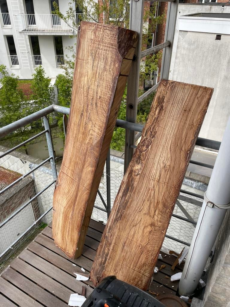 2 mooie schaaldelen houten plank, Ophalen, Zo goed als nieuw
