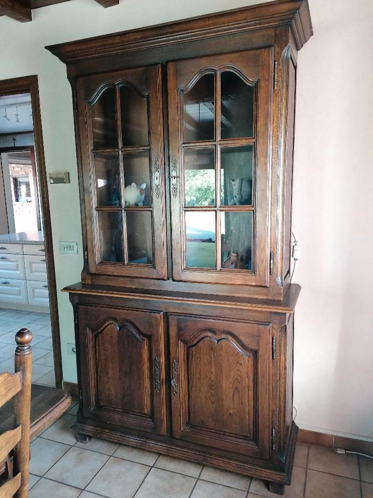 Vitrinekast in eik, Maison & Meubles, Armoires | Vitrines, Utilisé, 150 à 200 cm, 50 à 100 cm, 25 à 50 cm, Avec porte(s), Avec tablette(s)