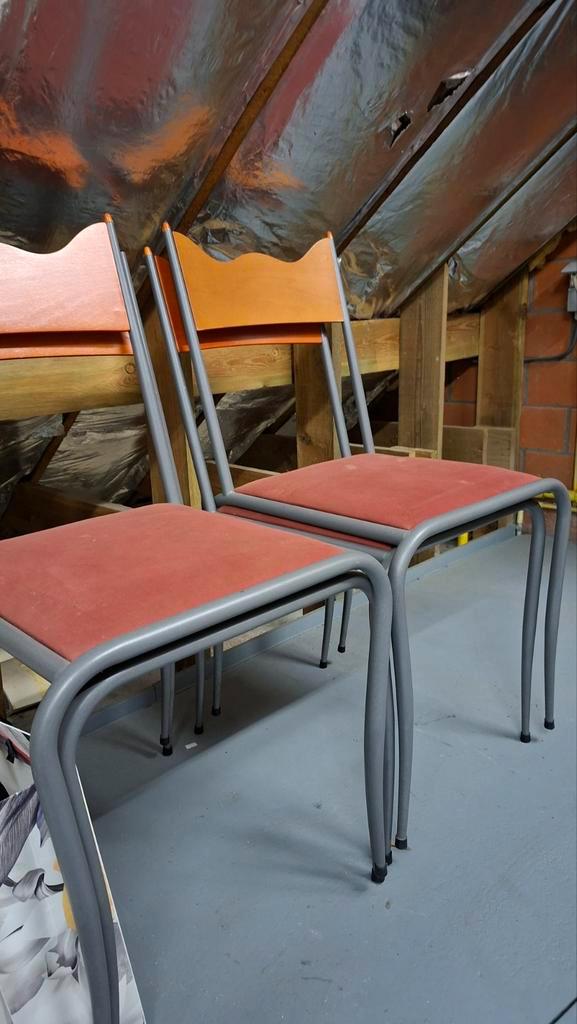 chaises design italiennes, Maison & Meubles, Chaises, Utilisé, Quatre, Métal, Tissus, Rouge, Enlèvement