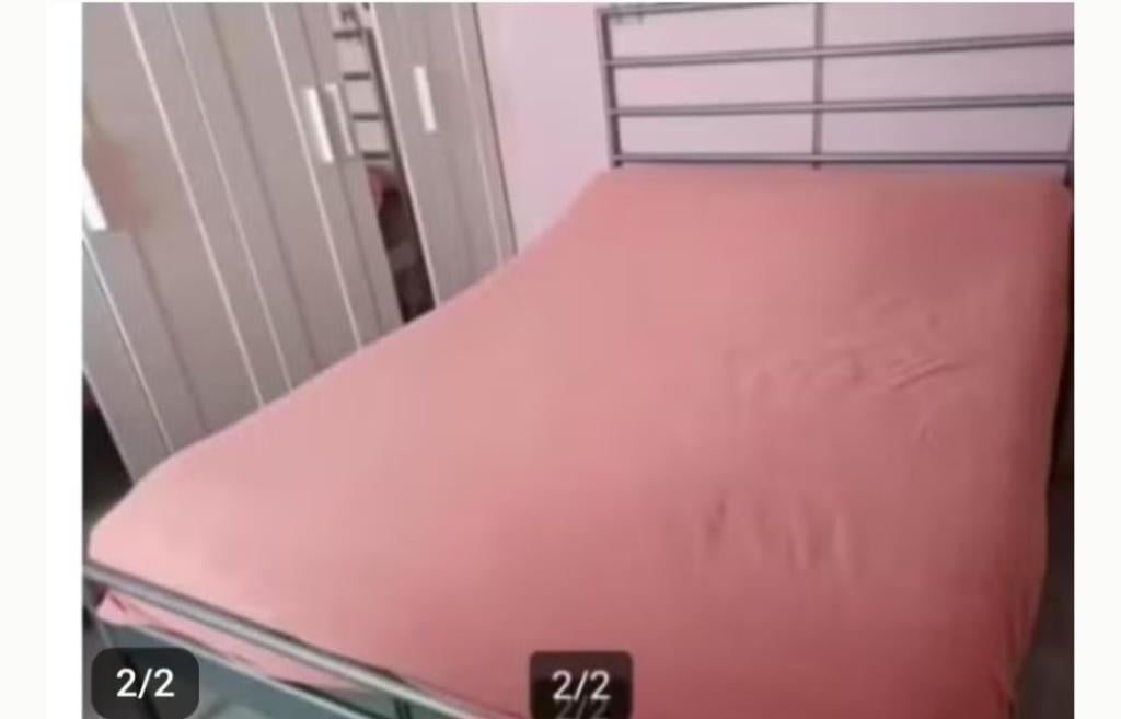 2 persoons bed ikea, Gris, 140 cm, Enlèvement, Utilisé