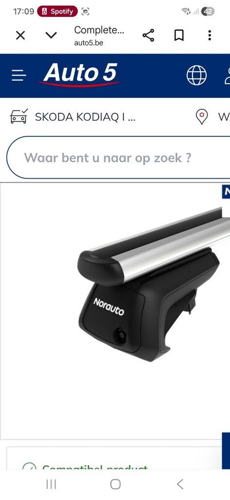 Dakrails  ( bij gebruikt op een skoda ), Enlèvement