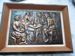 Tableau en cuivre en relief avec encadrement bois, Enlèvement ou Envoi, Cuivre