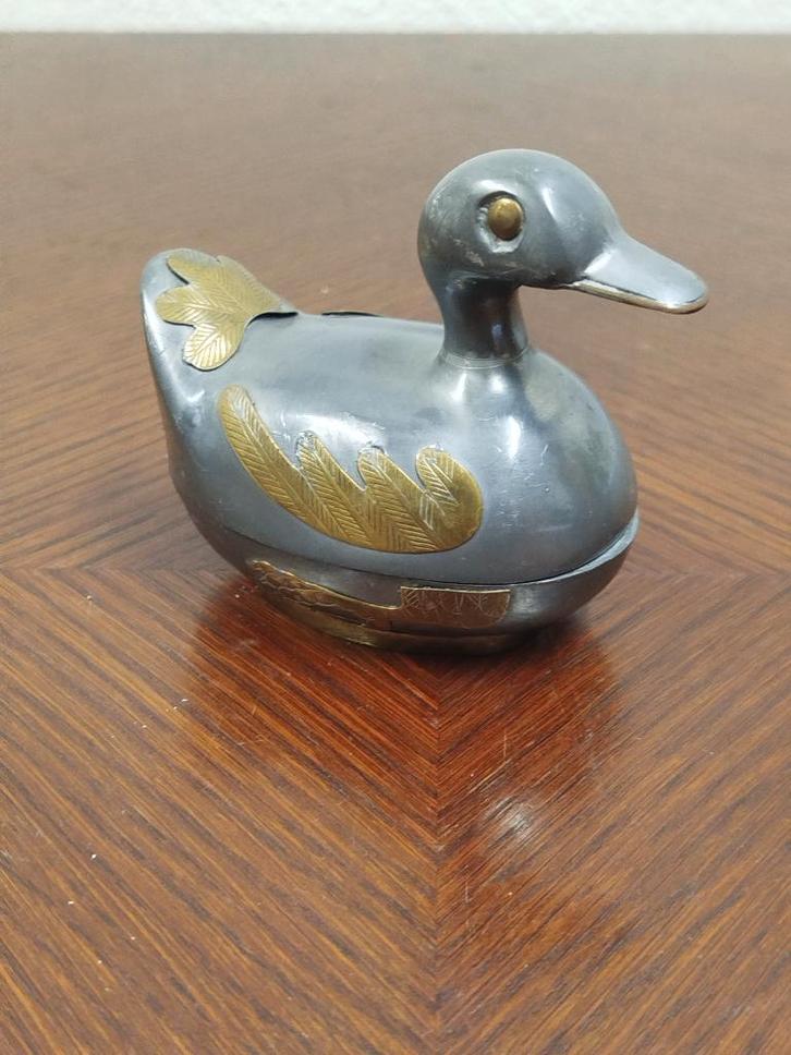 Vintage tinnen sieradendoosje eend, Antiek en Kunst, Antiek | Tin, Ophalen of Verzenden