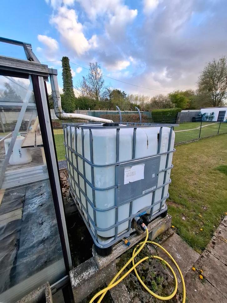 Citerne eau 1000L avec robinet et structure métal, Tuin en Terras, Regentonnen, Metaal, Met kraantje, Ophalen