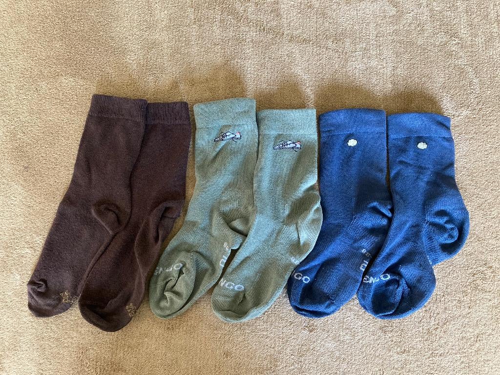 3 paar kousen (blauw, groen en bruin) maat 35-38 (jongens), Ophalen of Verzenden, Zo goed als nieuw, Jongen, Sokken
