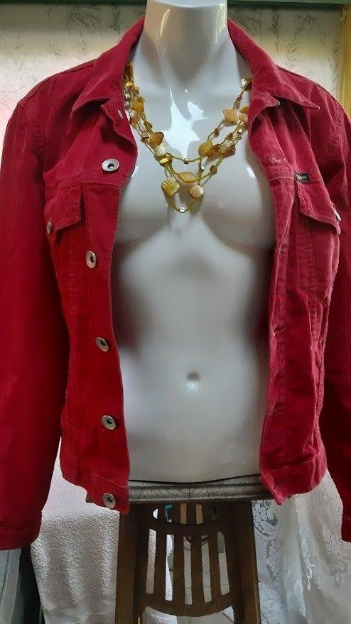 Pepe red velvet corduroy spijkervest reguar fit L, Kleding | Dames, Jassen | Zomer, Zo goed als nieuw, Maat 38/40 (M), Rood, Ophalen of Verzenden