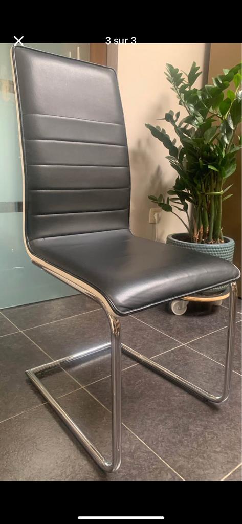 Lot de 8 Chaises cuir blanc laqué, Maison & Meubles, Chaises, Enlèvement, Comme neuf, Blanc, Cuir