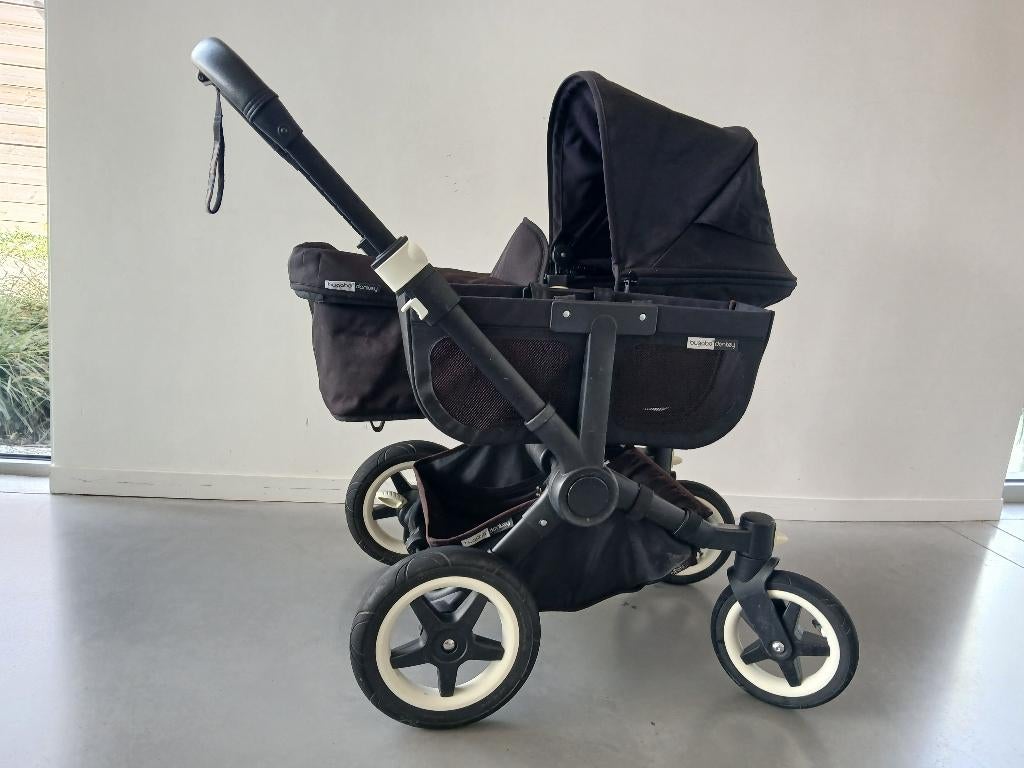Bugaboo Donky (zwarte uitvoering), Kinderen en Baby's, Kinderwagens en Combinaties, Gebruikt, Kinderwagen, Bugaboo, Duowagen, Met reiswieg