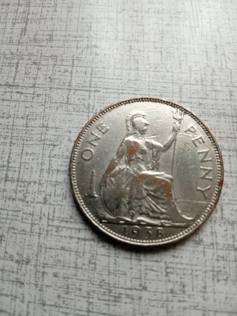 Angleterre 1 penny 1938 le cuivre est recouvert rare, Envoi, Autres pays, Monnaie en vrac