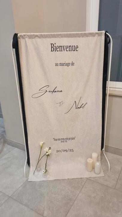 welkomstbord van stof, Hobby en Vrije tijd, Feestartikelen, Nieuw, Ophalen of Verzenden