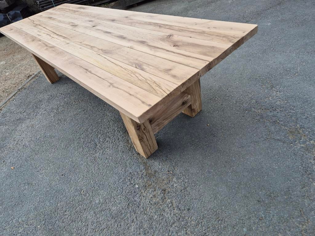 Massief eiken kloostertafel eettafel tuintafel boerentafel, Ophalen