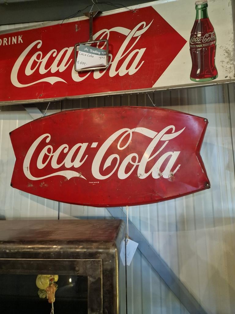 Coca-Cola  visstaartbord 1963, Verzamelen, Ophalen, Gebruikt, Reclamebord
