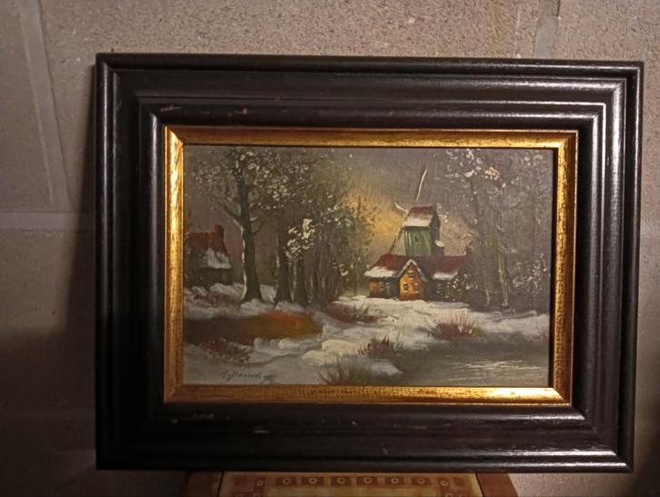 Winters tafereel, Antiek en Kunst, Kunst | Schilderijen | Klassiek, Ophalen of Verzenden