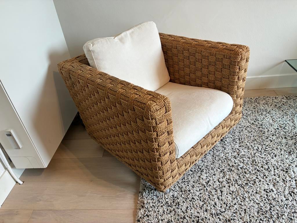 2x zetel merk  Linge Roset in zeegras, Ophalen, Zo goed als nieuw