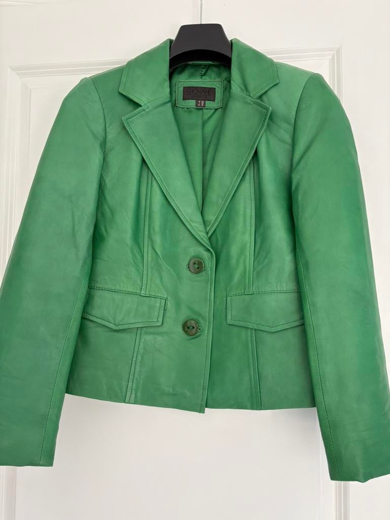 Lederen damesblazer GIOVANE maat 38, Kleding | Dames, Jasjes, Kostuums en Pakken, Ophalen, Zo goed als nieuw, Jasje, Maat 36 (S)