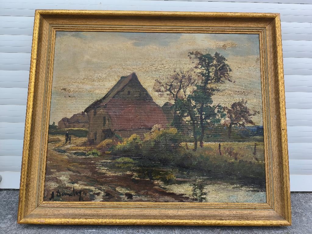 huile sur toile marouffle signe albert dandoy, Antiquités & Art, Enlèvement ou Envoi