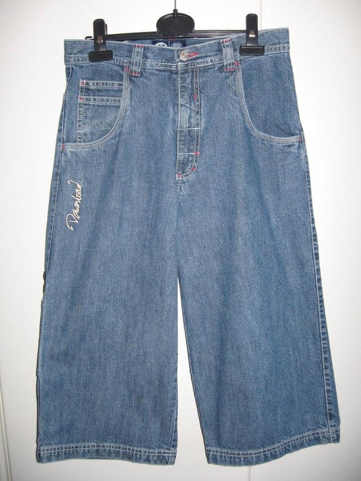 Jeansbermuda met rode stiksels, 164, Enfants & Bébés, Vêtements enfant | Taille 164, Comme neuf, Enlèvement ou Envoi