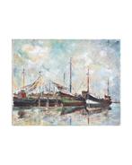 Peinture à l'huile sur toile d'une vue sur le port (40x51), Enlèvement