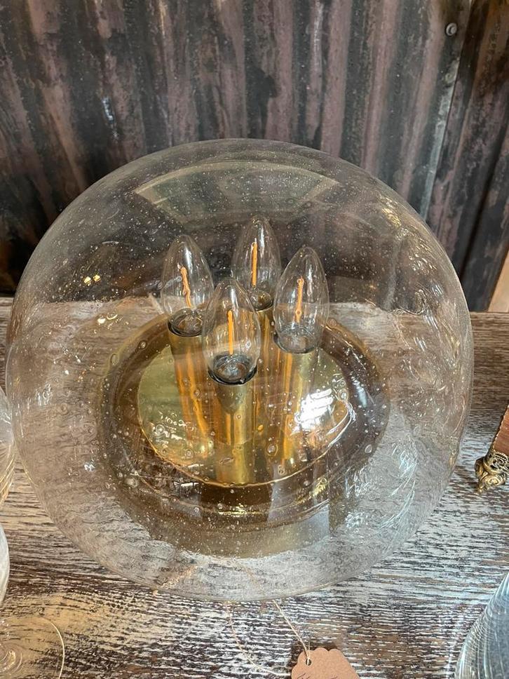 Plafonnier/lampe de table vintage en verre, Maison & Meubles, Lampes | Autre, Comme neuf, Enlèvement ou Envoi
