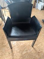 6 zwarte lederen stoelen, Ophalen, Gebruikt, Zwart, Leer