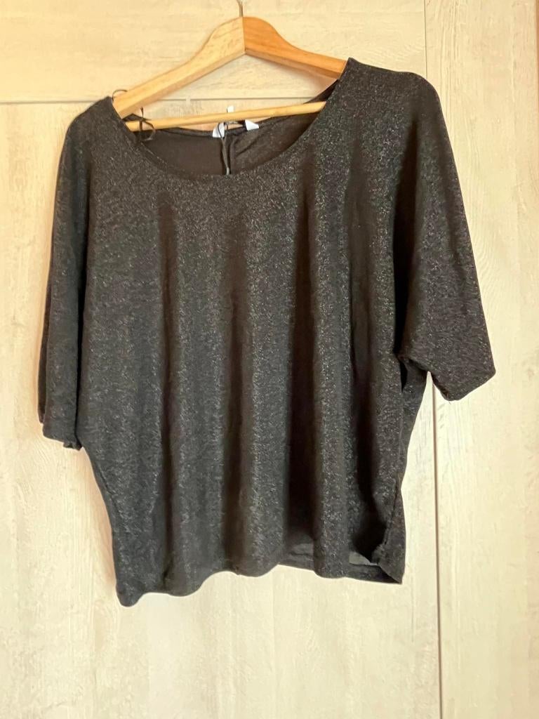 tshirt zwart blinkend xl vila joy nooit gedragen, Enlèvement ou Envoi, Comme neuf, Noir, Chemise ou Top