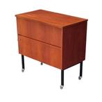 Vintage teakhouten bardressoir op wielen uit de jaren 60, Ophalen, Zo goed als nieuw