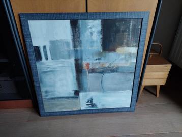 abstract schilderij achter glas met kader 78 x 78 cm beschikbaar voor biedingen