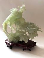 Antiek Jade Beeld Paradijsvogel Bloemen 1 KG, Antiquités & Art, Art | Sculptures & Bois, Envoi