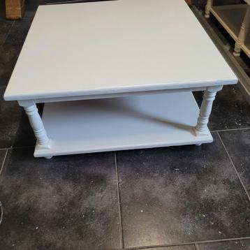 table basse de salon. Bois exotique patine blanc/crème, Enlèvement, Utilisé, Pin