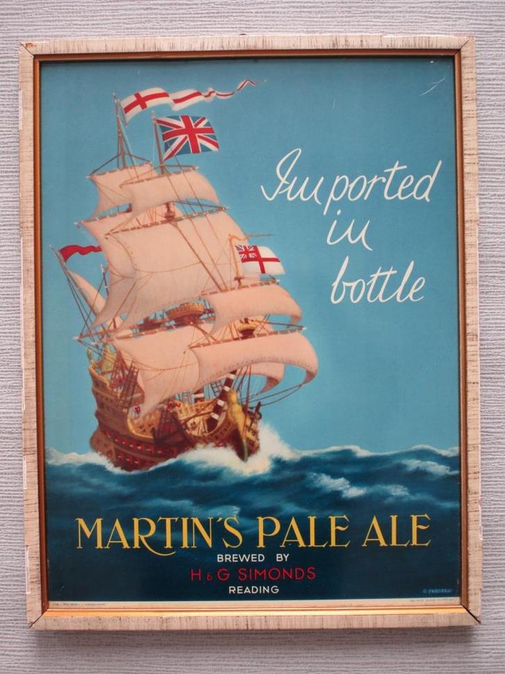 Reclamebord Martin's Pale Ale bier 1957, Verzamelen, Merken en Reclamevoorwerpen, Gebruikt, Reclamebord, Ophalen of Verzenden