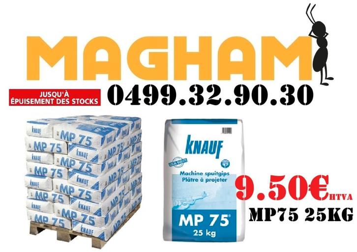 KNAUF PLEISTER MP75 25KG, Doe-het-zelf en Bouw, Platen en Panelen, Nieuw, Overige materialen, Ophalen