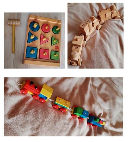 vintage stevige houten hamertje klop en blokkentrein, Kinderen en Baby's, Speelgoed | Houten speelgoed, Ophalen of Verzenden