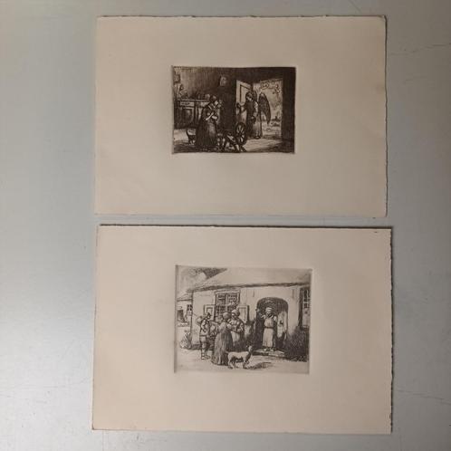 Jacob Smits (1855-1928) - Koppel etsen getiteld - Maria bood, Antiek en Kunst, Kunst | Etsen en Gravures, Ophalen of Verzenden