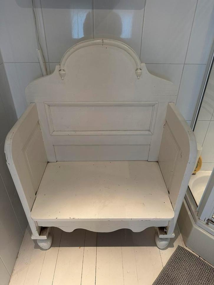 Vintage houten halbankje / zitbankje, Antiek en Kunst, Antiek | Meubels | Stoelen en Sofa's, Ophalen