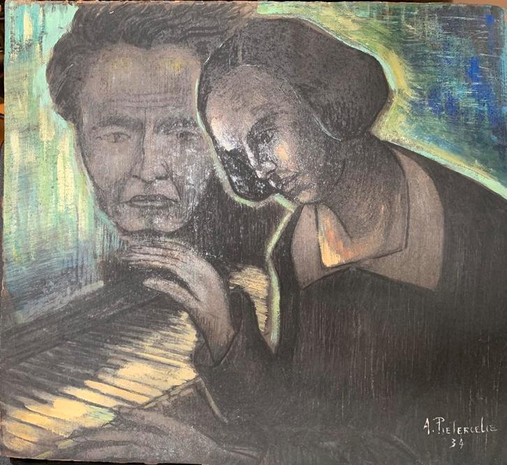 Tableau ancien signé A. Pietercelie – 1934 –, Antiquités & Art, Art | Peinture | Classique, Enlèvement