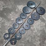 Olympische Gewichten Set + Olympische Barbell 220cm 20kg, Sport en Fitness, Fitnessmaterialen, Ophalen, Zo goed als nieuw