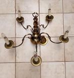 Lustre en cuivre jaune à 5 bras - lustre, Enlèvement, Comme neuf, Autres matériaux, Zie foto's