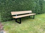 Moderne tuinbank op stalen poten, Tuin en Terras, Ophalen, Zo goed als nieuw, Hout
