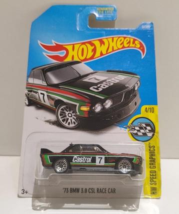 Hot Wheels 73 BMW 3.0 CSL Race Car Zwart nr7 (2016) beschikbaar voor biedingen
